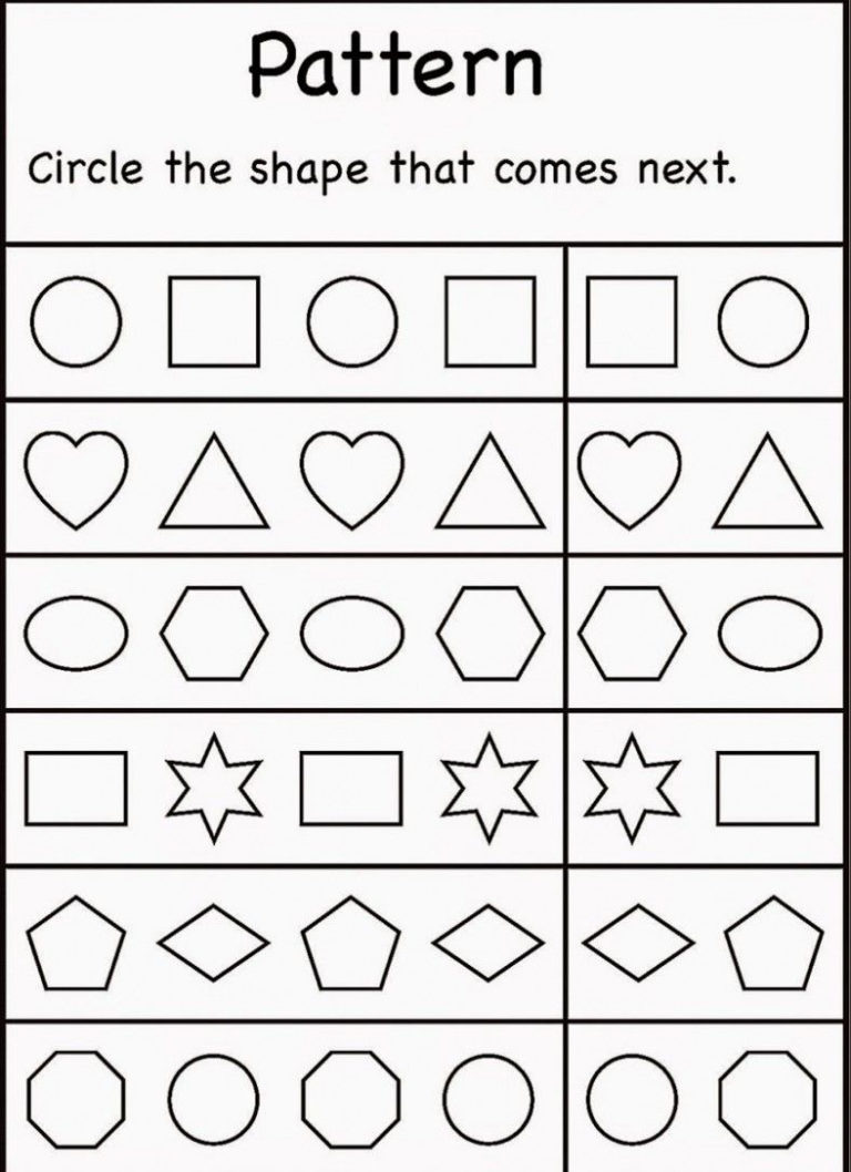 4 Year Old Worksheets Printable | Pattern Worksheet | Preschool Worksheets