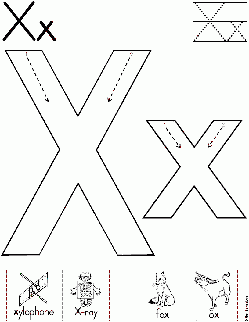 Alphabet Letter X Worksheet | Standard Block Font