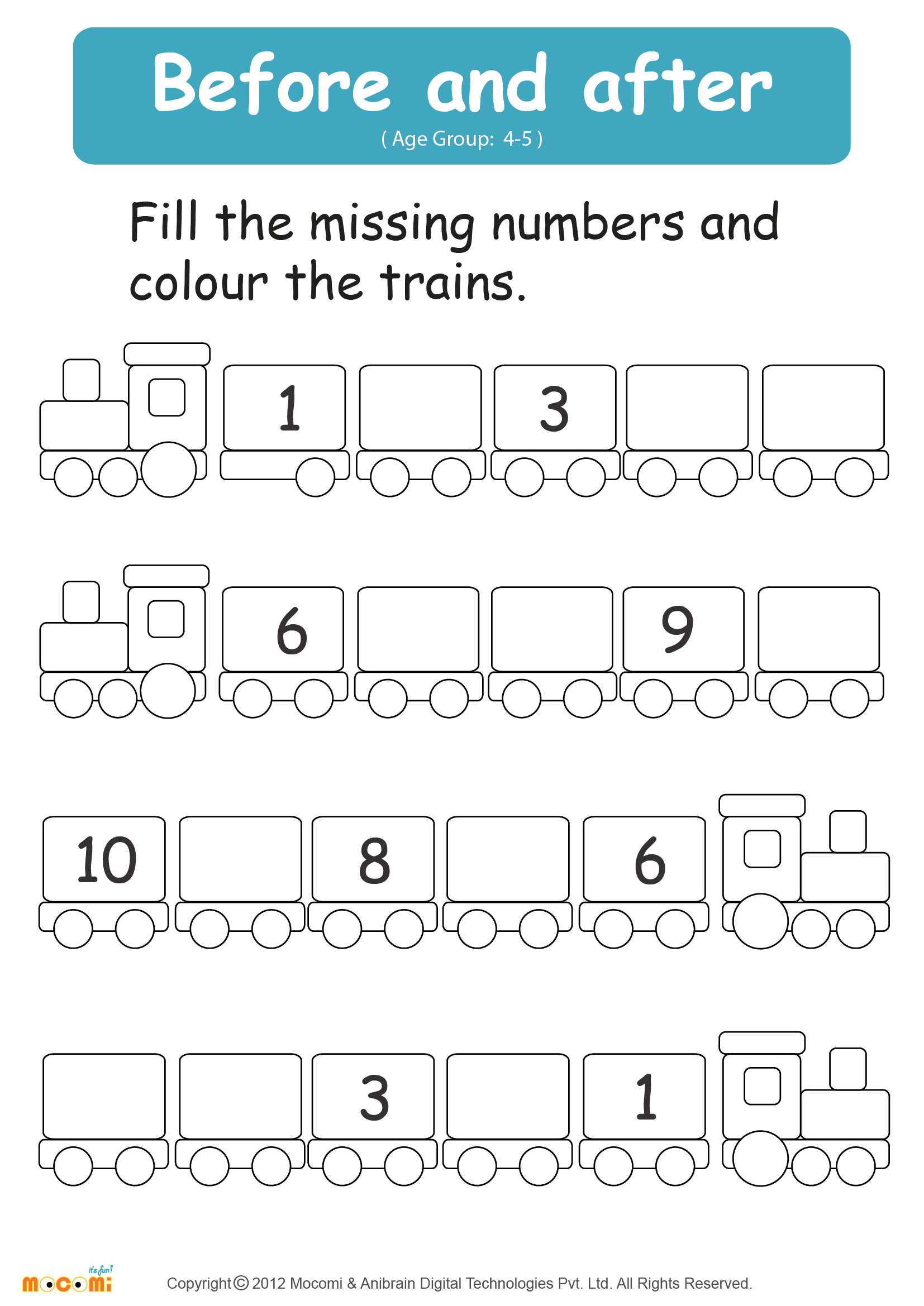 Before And After Numbers Worksheet - Math For Kids | Mocomi