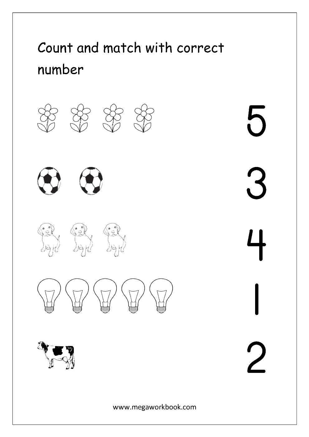 Count_And_Match_1 Coloring Book Math Worksheets Preschool