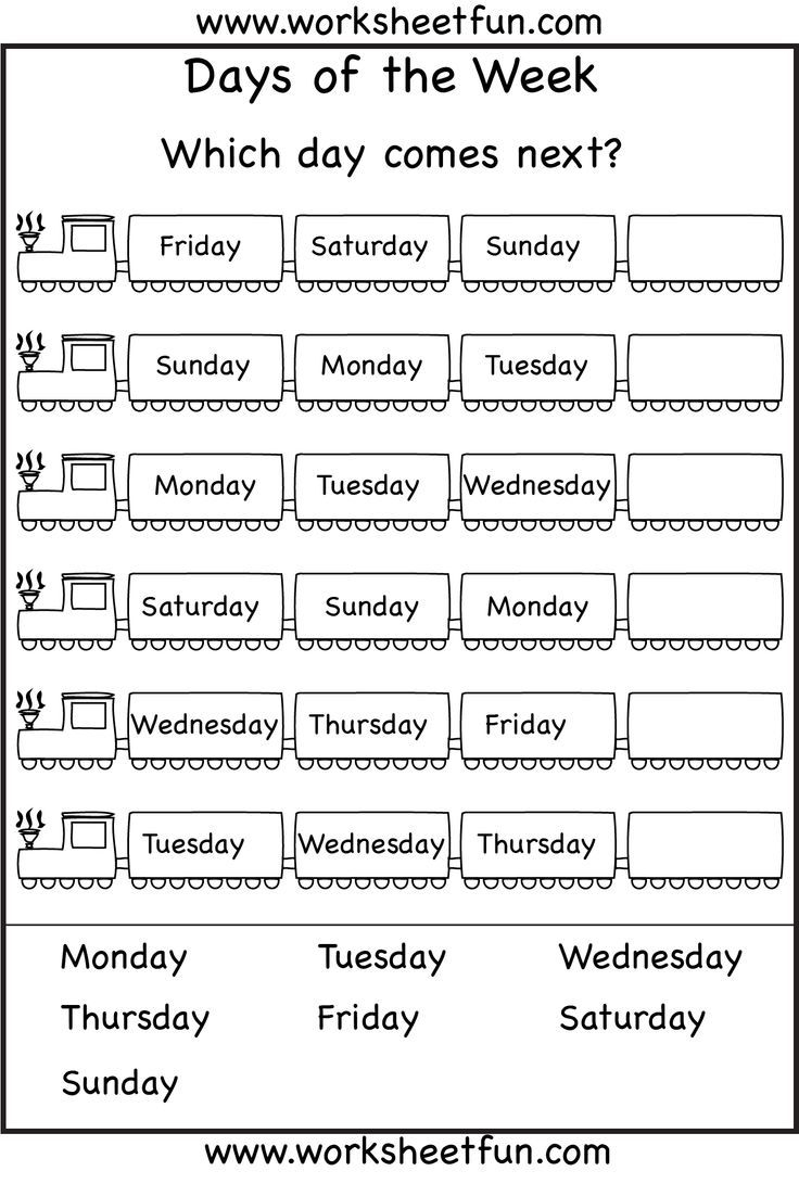 Days Of The Week – 1 Worksheet / Free Printable Worksheets
