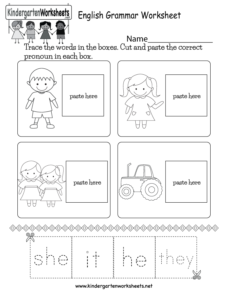 English Grammar Worksheet Free Kindergarten For Kids