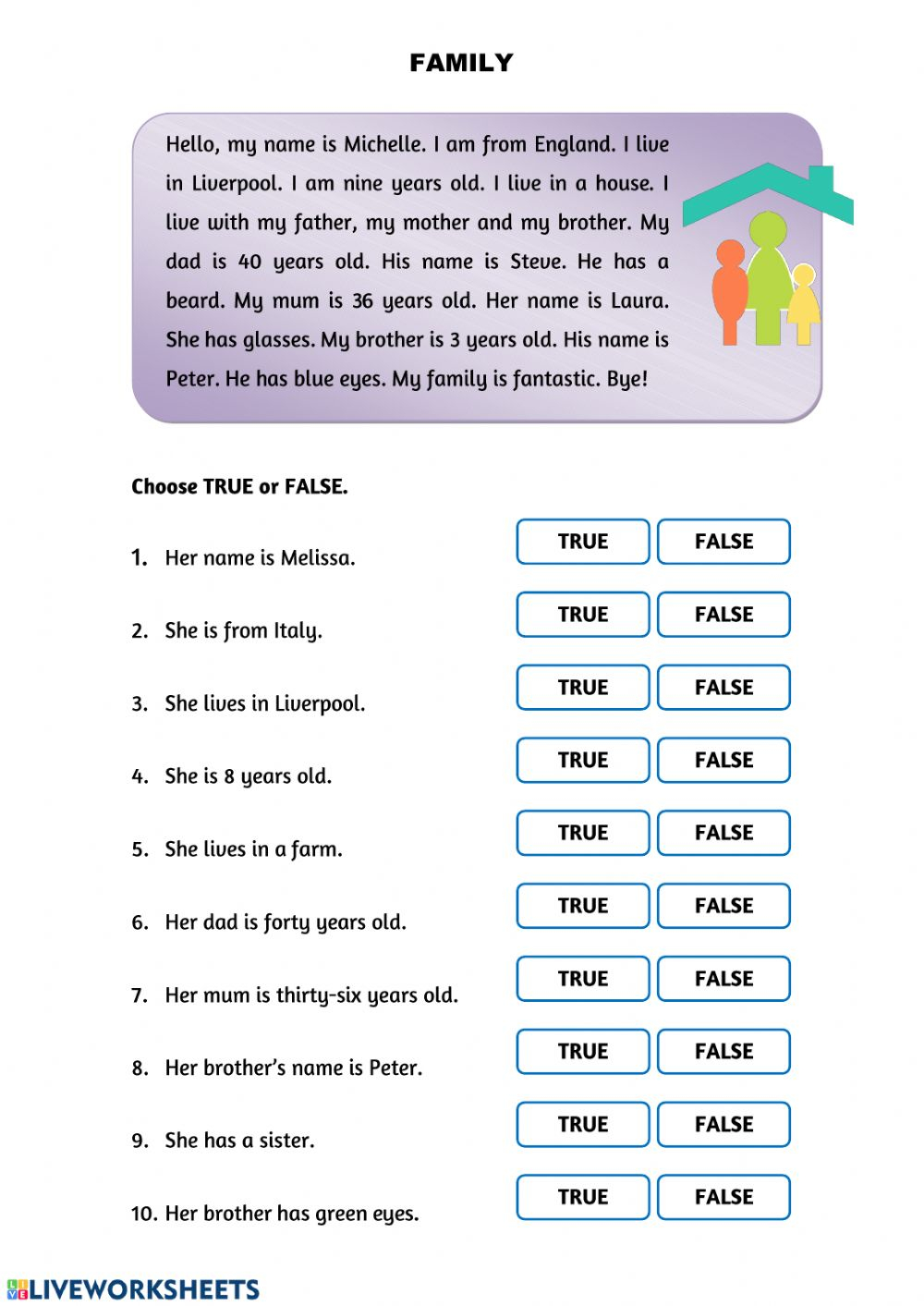 Family Reading Activities - Interactive Worksheet