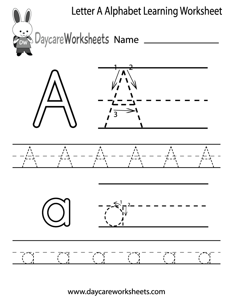 Free Letter A Alphabet Learning Worksheet For Preschool