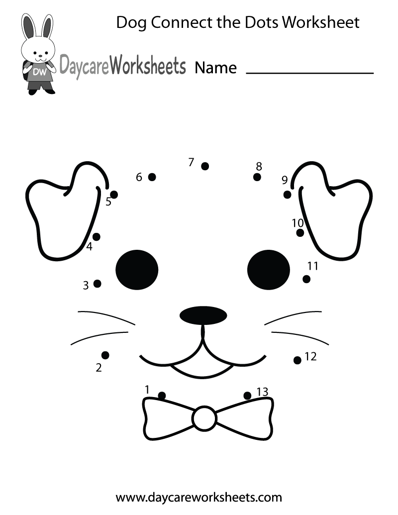 Free Preschool Dog Connect The Dots Worksheet | Dot