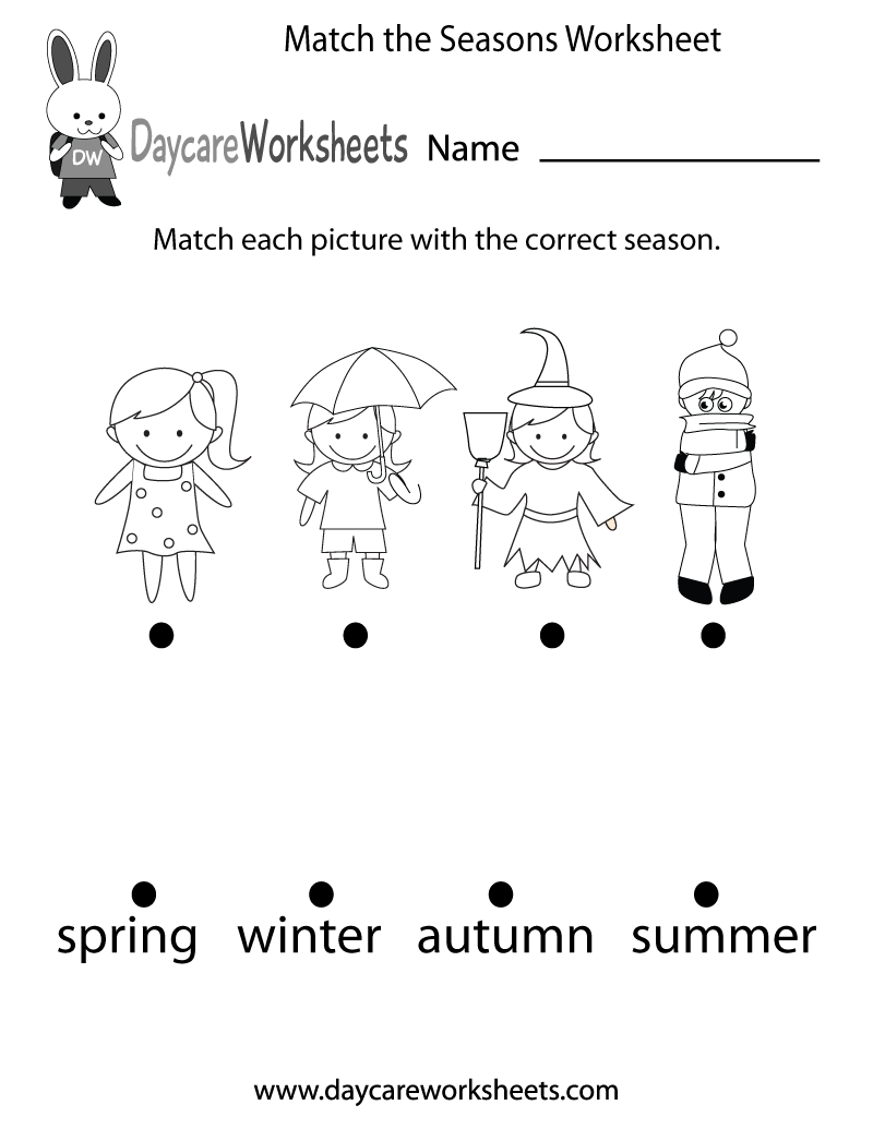 Free Preschool Match The Seasons Worksheet | Seasons