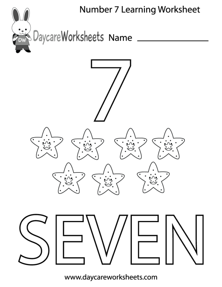 Free Preschool Number Seven Learning Worksheet | Preschool Worksheets