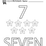 Free Preschool Number Seven Learning Worksheet