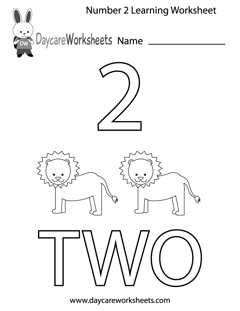 Free Preschool Number Two Learning Worksheet | Preschool