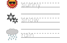 Free Preschool Weather Words Spelling Worksheet