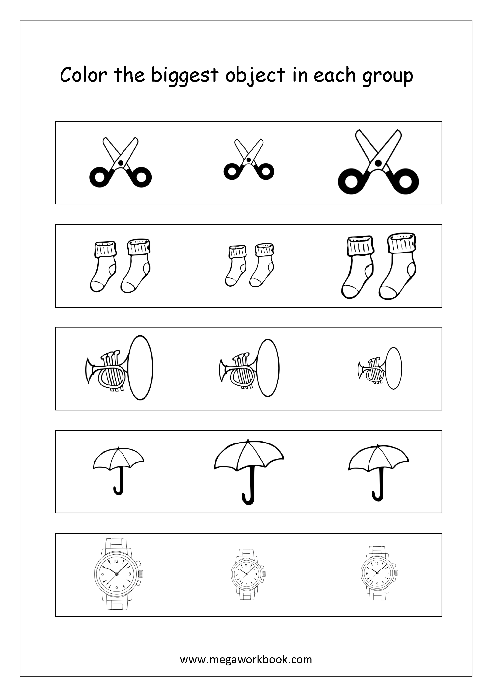 Free Printable Big And Small Worksheets - Size Comparison