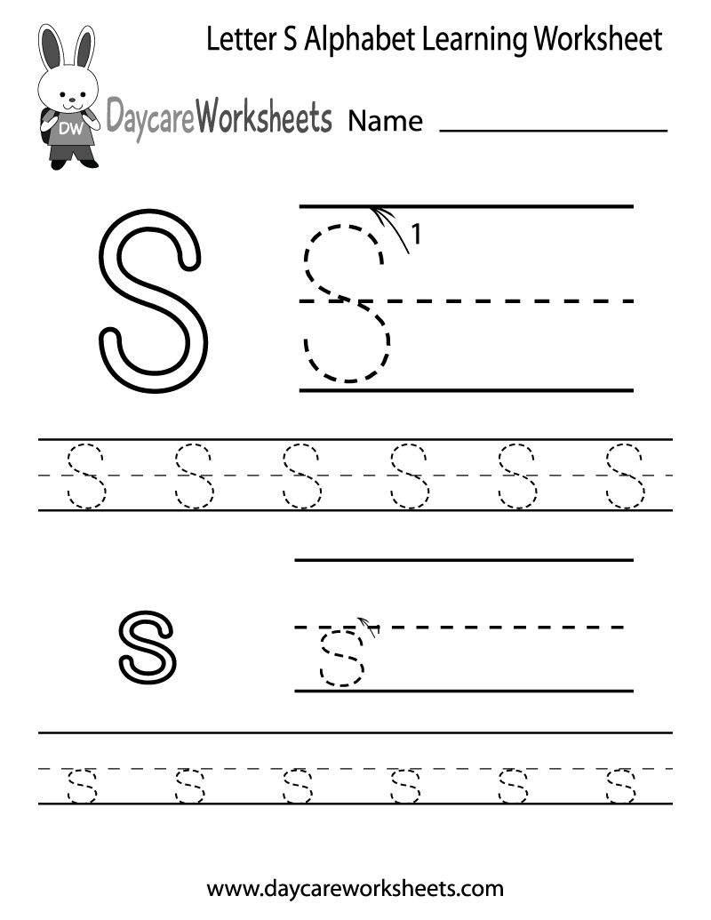 Free Printable Letter S Alphabet Learning Worksheet For