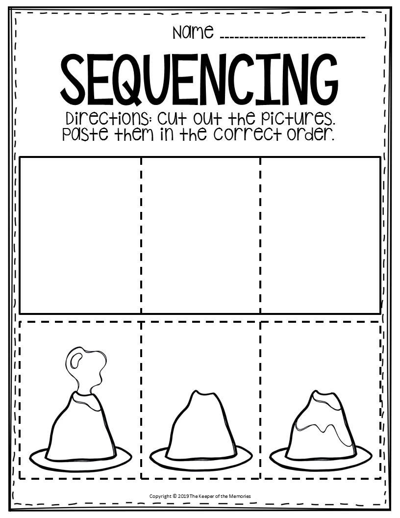 Free Printable Sequencing Preschool Worksheets Volcano - The