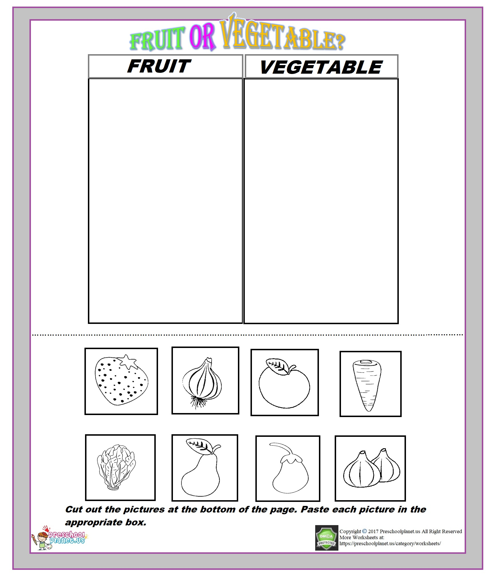 Fruit Or Vegetable Worksheet – Preschoolplanet