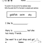 Grammar Worksheet For Kids   Free Kindergarten English