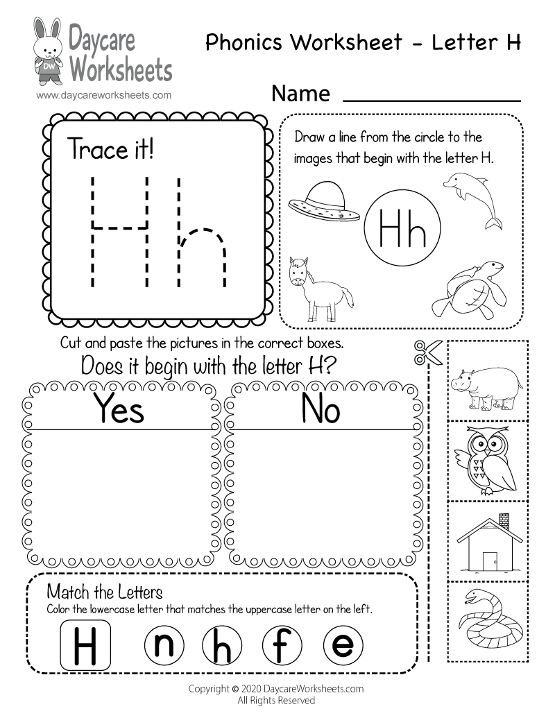 H Worksheets For Preschool Free Letter Phonics Worksheet