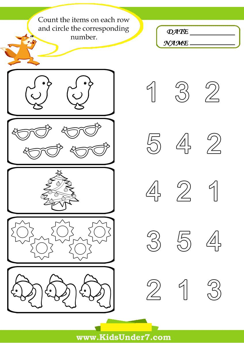 Kids Under 7: Preschool Counting Printables | Preschool