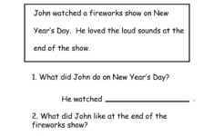 Kindergarten New Year's Reading Worksheet Printable