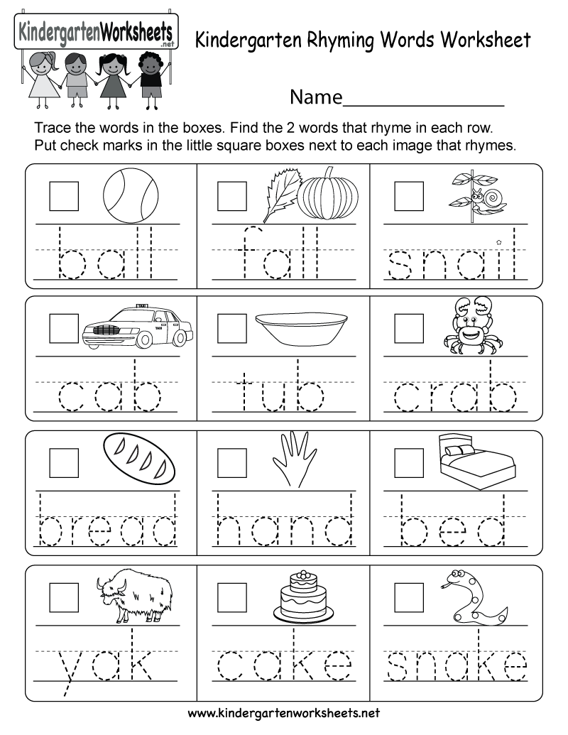 Kindergarten Rhyming Words Worksheet Free English For Kids