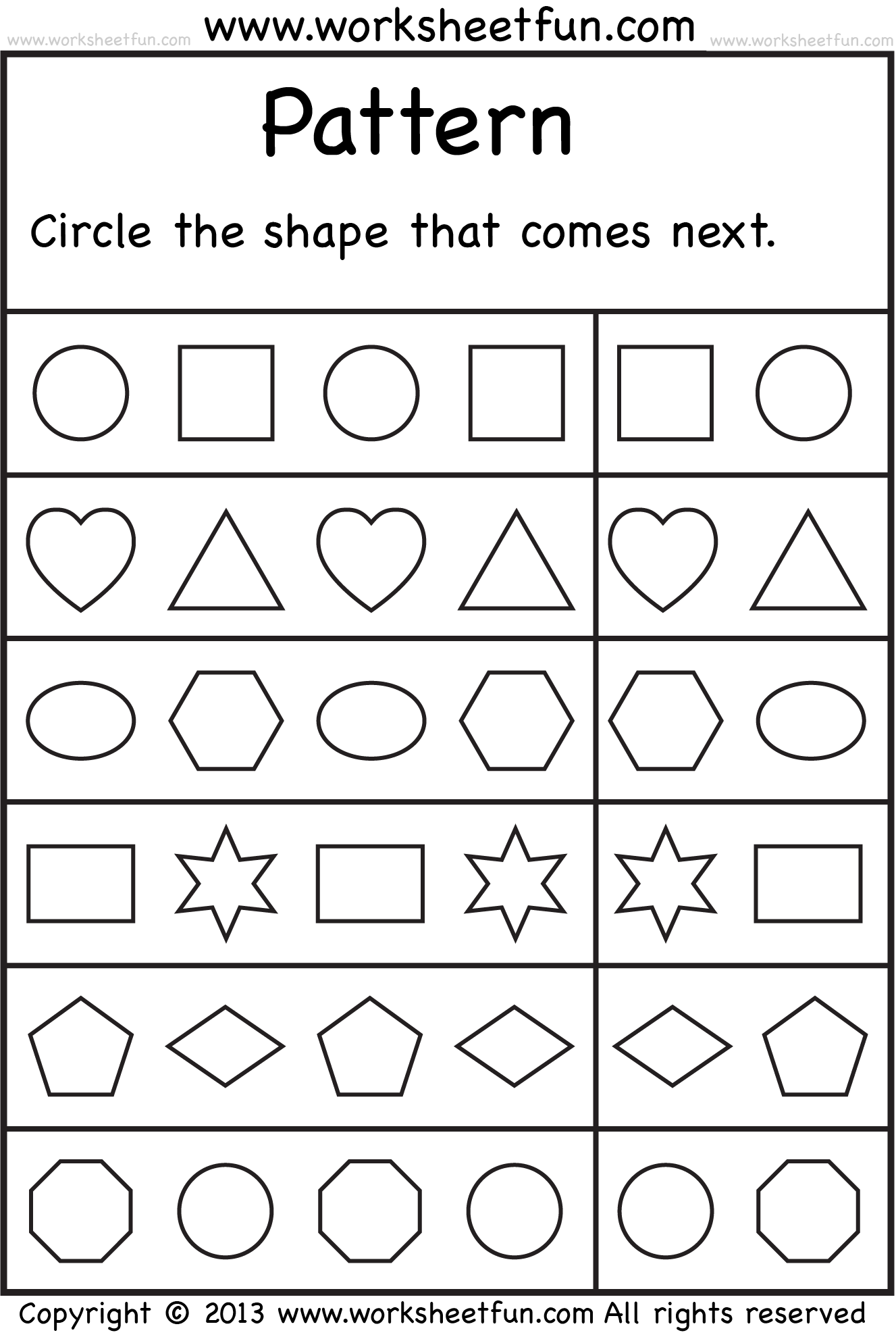 Kindergarten Worksheet | Pattern Worksheet, Patterning