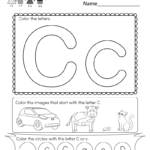 Letter C Coloring Worksheet   Free Kindergarten English