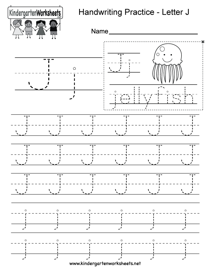 Letter J Writing Practice Worksheet. This Series Of