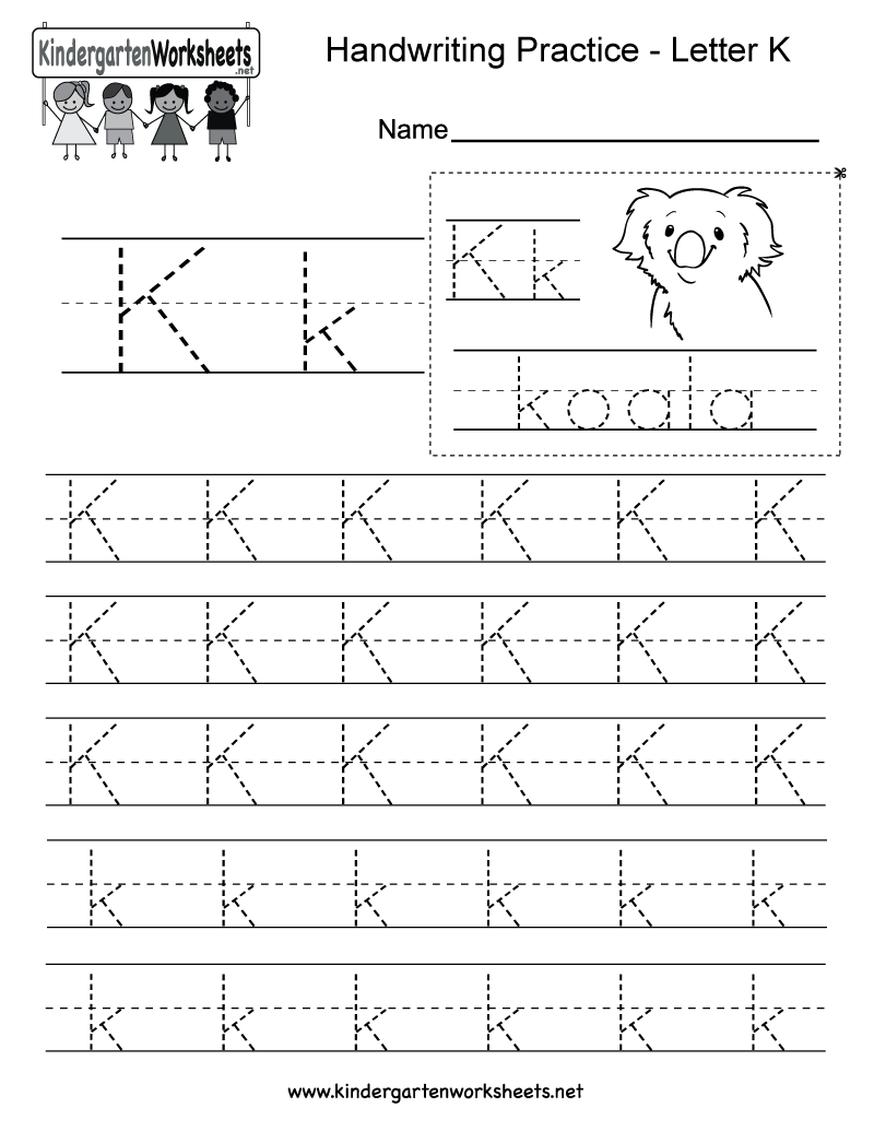 Letter K Writing Practice Worksheet. This Series Of