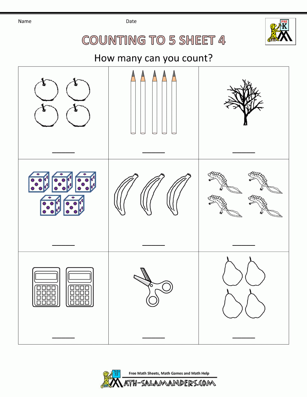 Math Worksheet : Preschool Counting Worksheets To Math 4Bw