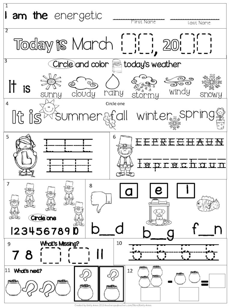 kindergarten homework workbook