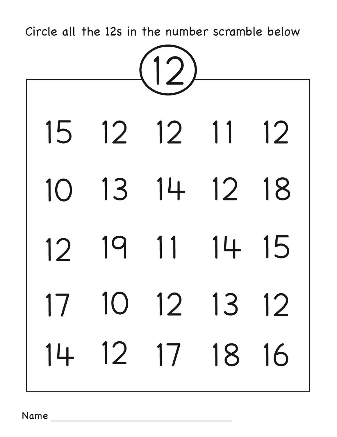 Number 12 Worksheet Circle | Numbers Preschool, Preschool