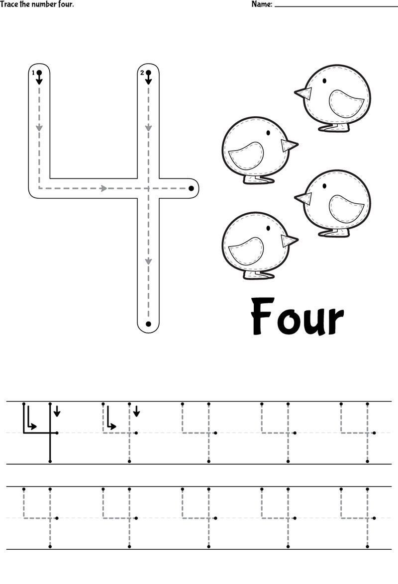 Number 4 Worksheets Chicken | Numbers Preschool, Free
