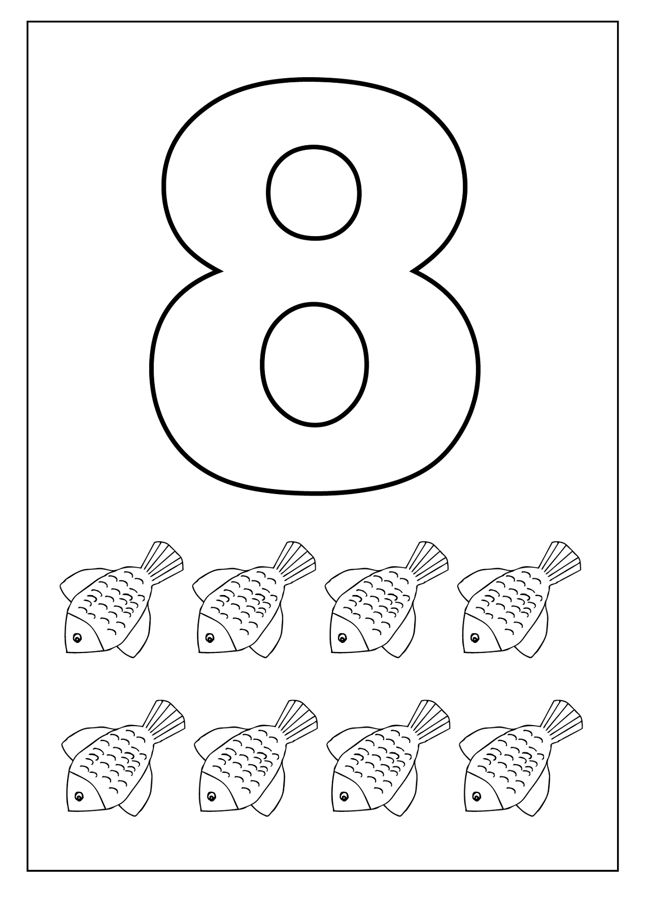 Number 8 Worksheets For Children | Kindergarten Coloring