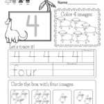Number Four Worksheet   Free Kindergarten Math Worksheet For