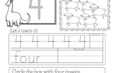 Number Four Worksheet - Free Kindergarten Math Worksheet For