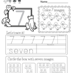 Number Seven Worksheet   Free Kindergarten Math Worksheet