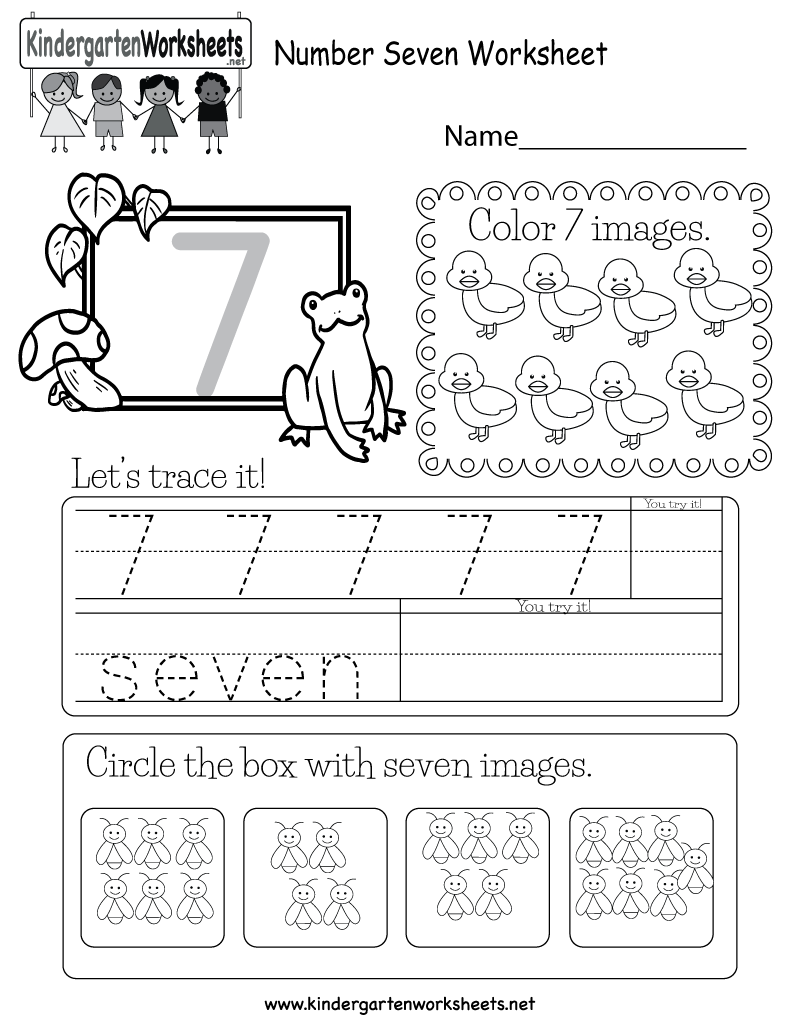 Number Seven Worksheet - Free Kindergarten Math Worksheet