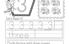 Number Three Worksheet - Free Kindergarten Math Worksheet