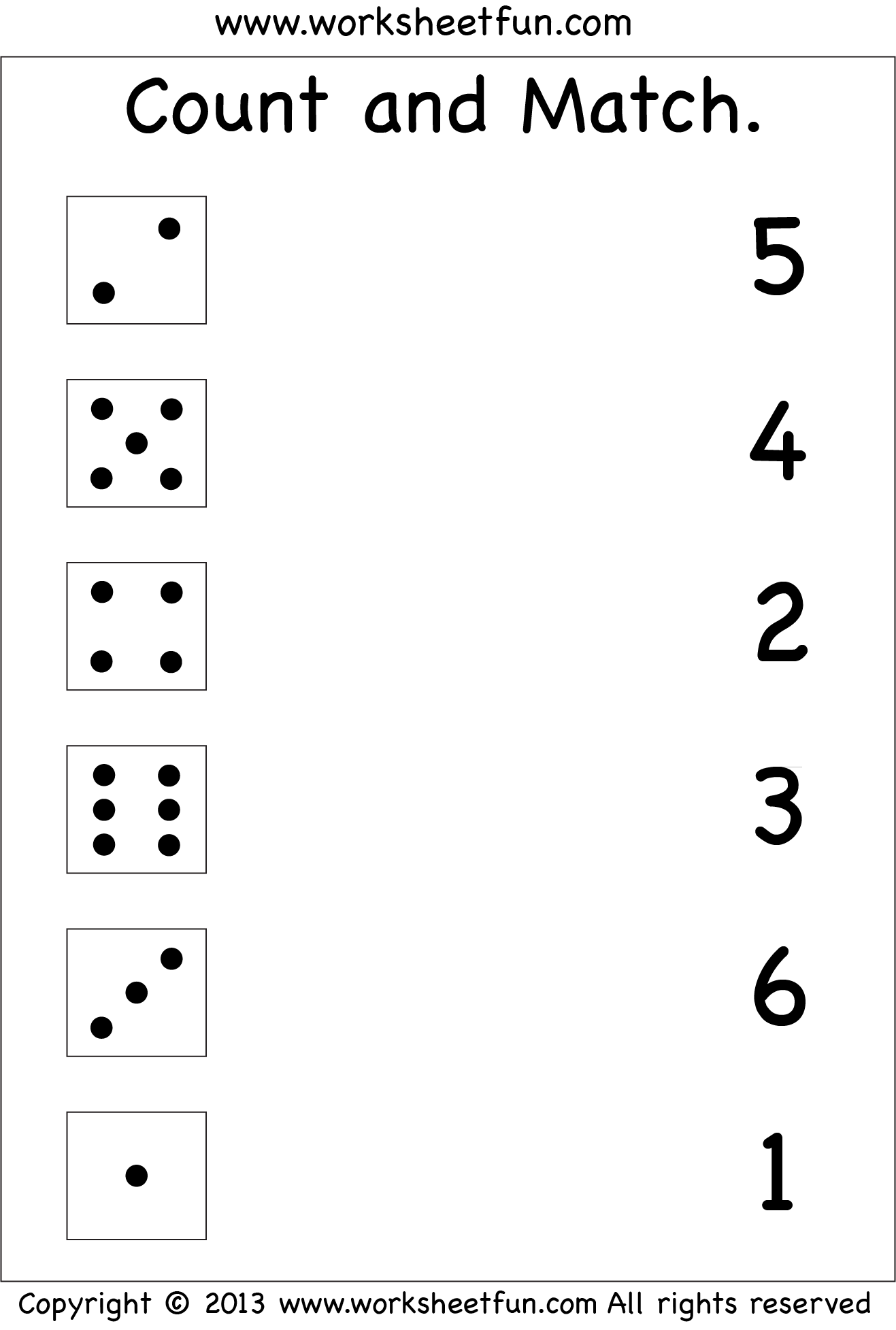Numbers – Count And Match / Free Printable Worksheets