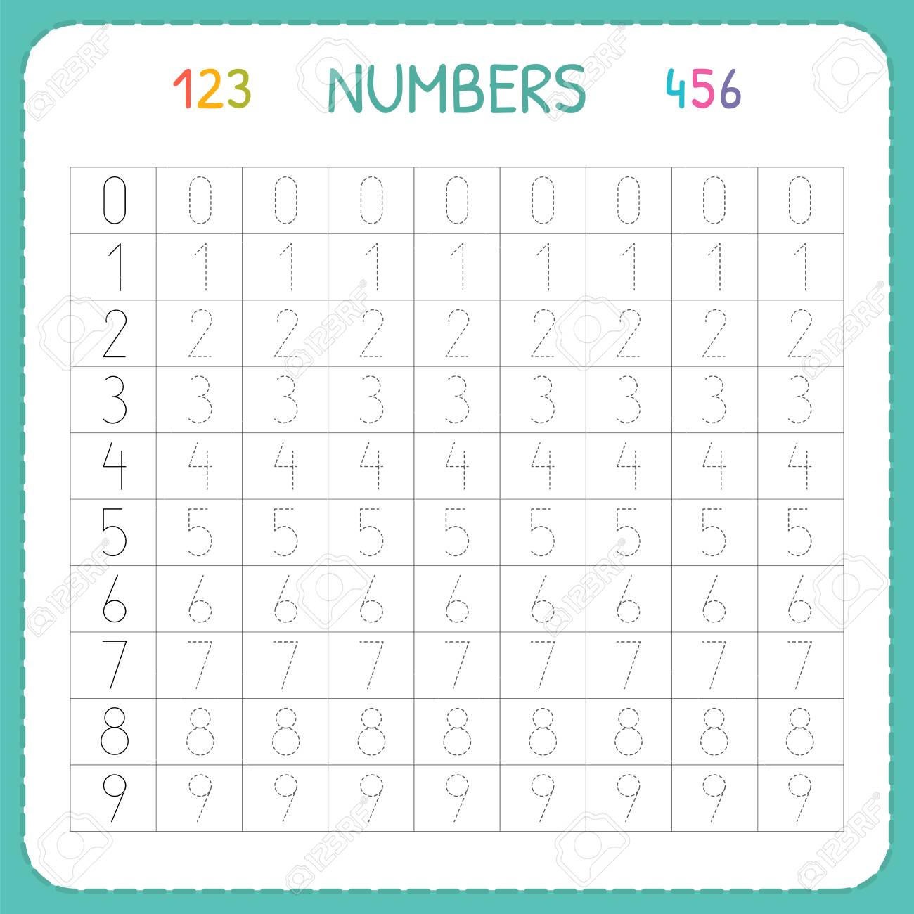 Numbers For Kids. Worksheet For Kindergarten And Preschool. Training..