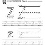 Preschool Letter Z Alphabet Learning Worksheet Printable