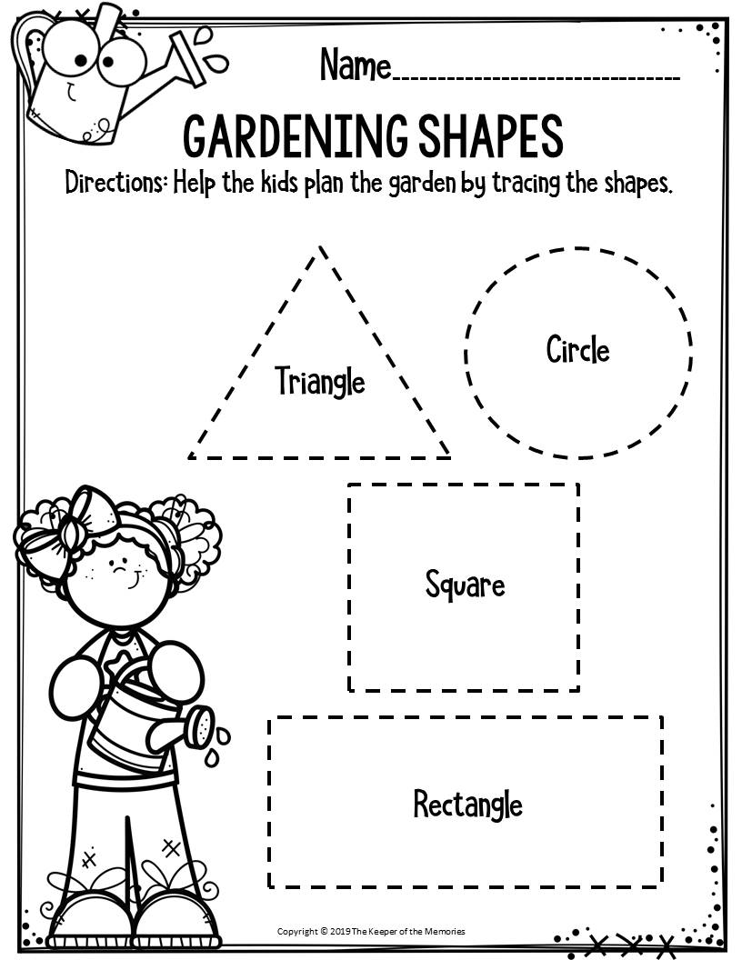 Preschool Worksheets Gardening Shapes - The Keeper Of The