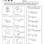 Printable Vocabulary Worksheet   Free Kindergarten English