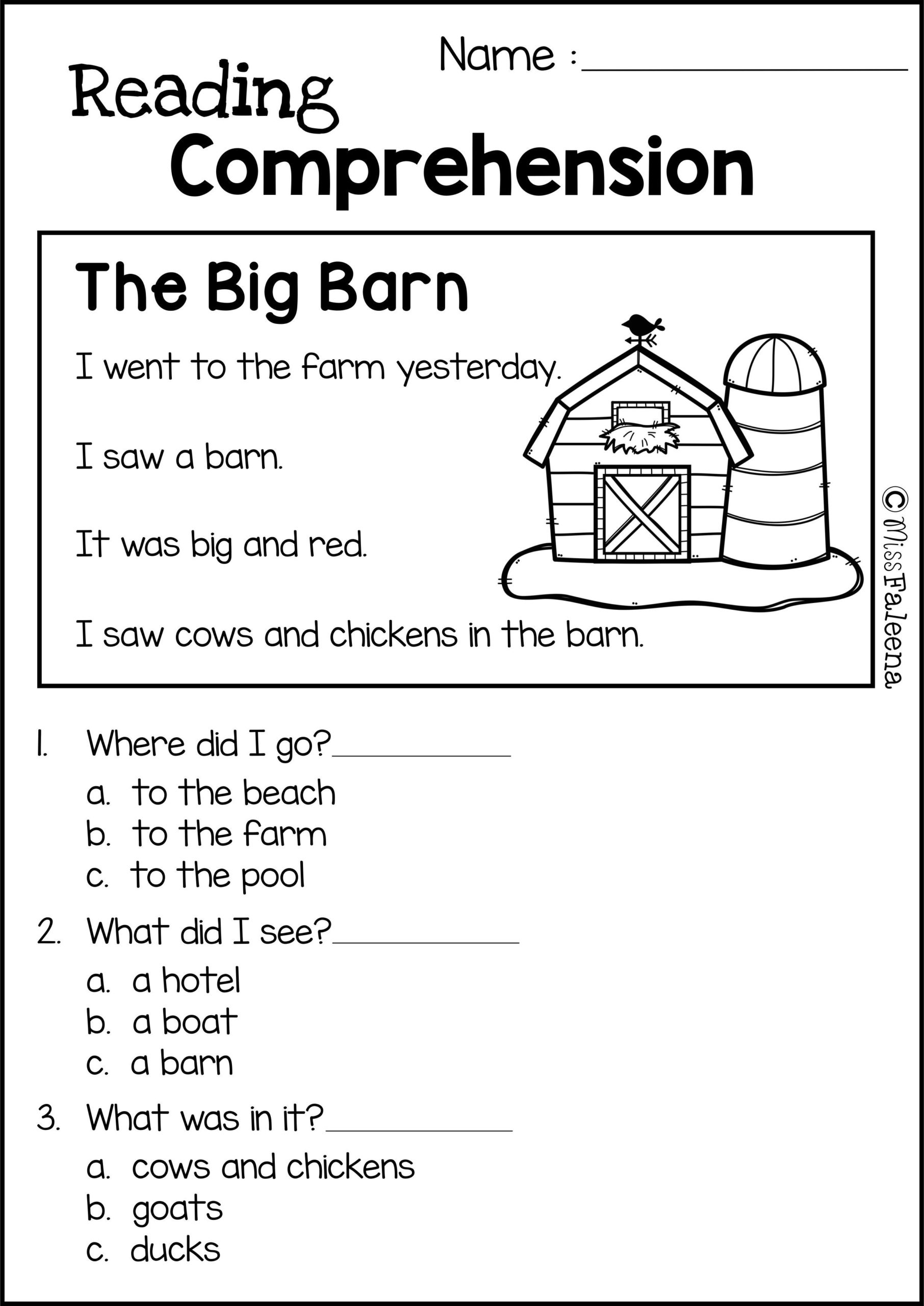 Reading Comprehension Set 2 | Kindergarten Reading