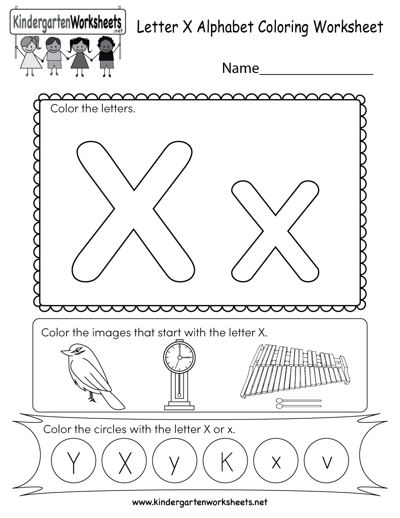 This Is A Coloring Worksheet For Letter X. Children Can