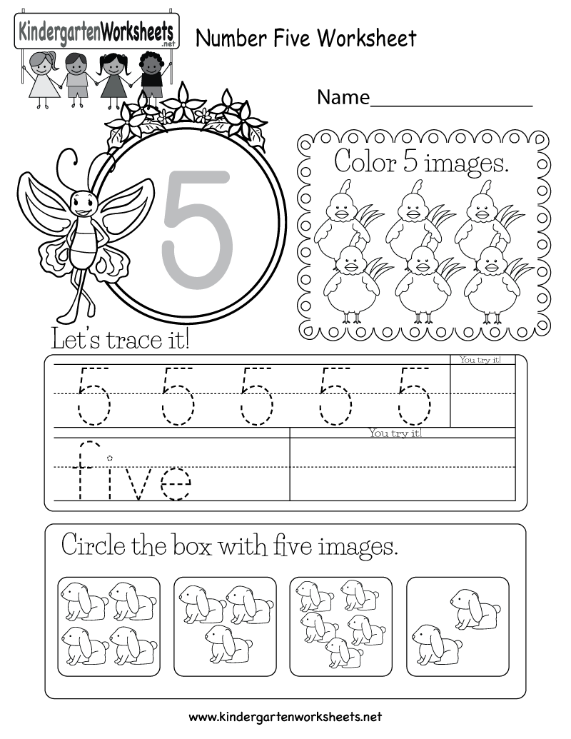 This Is A Number 5 Worksheet. Kids Can Trace The Number And