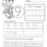 This Is A Number 9 Activity Worksheet. Children Can Trace