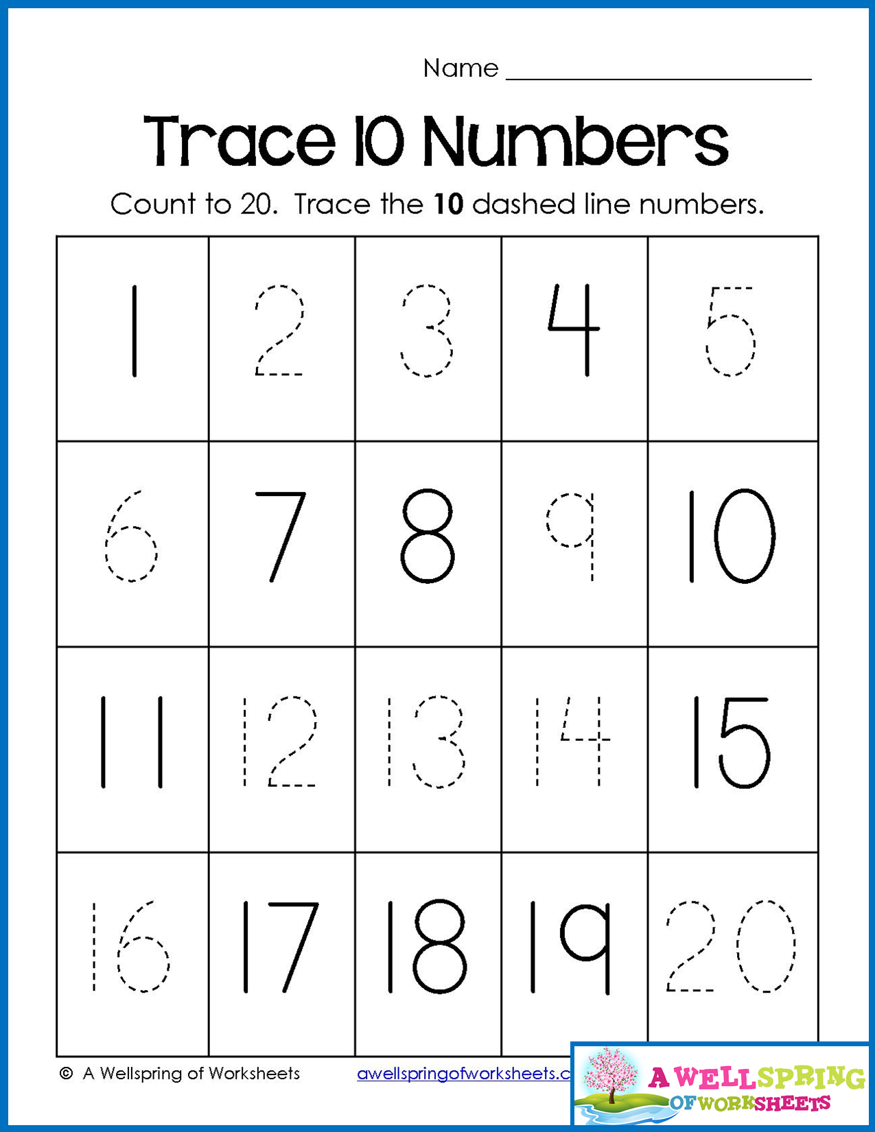 Trace Numbers 1-20 Worksheets In This Worksheet, Kids Count