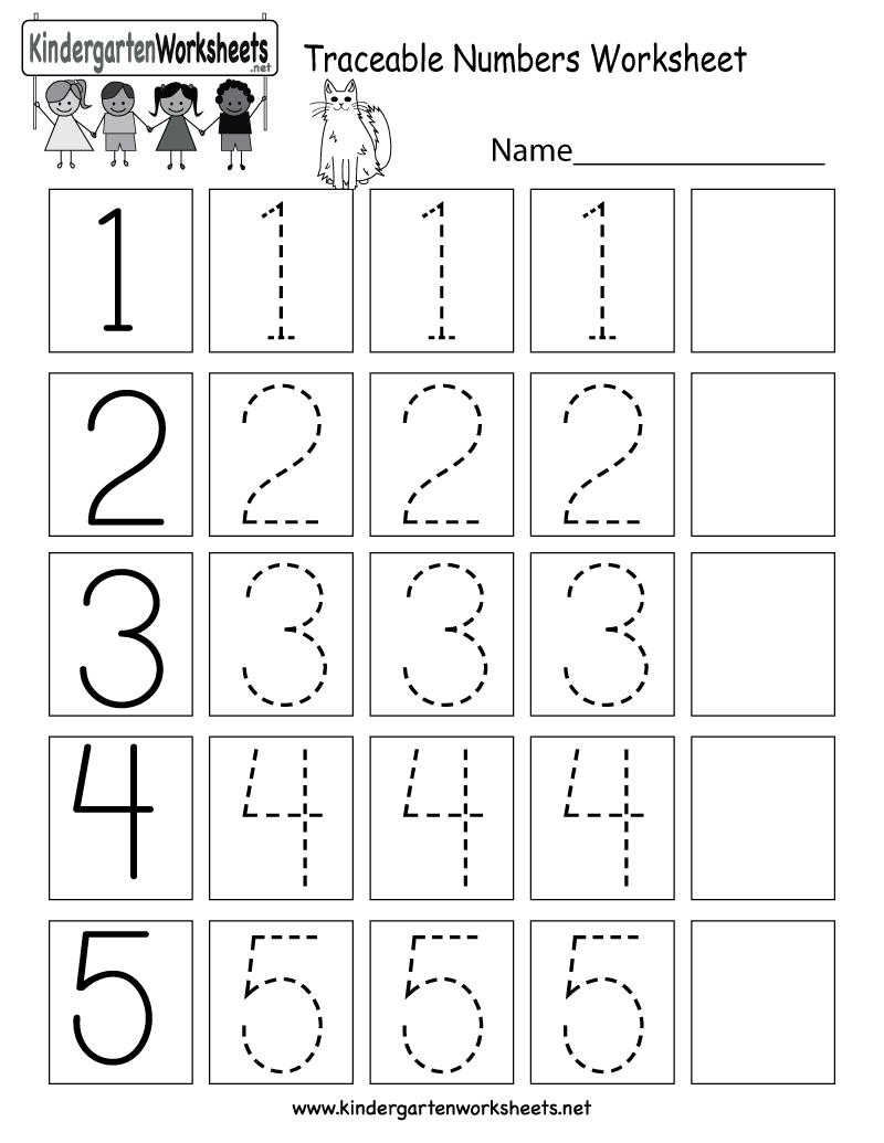 Traceable Numbers Worksheet Free Kindergarten Math For