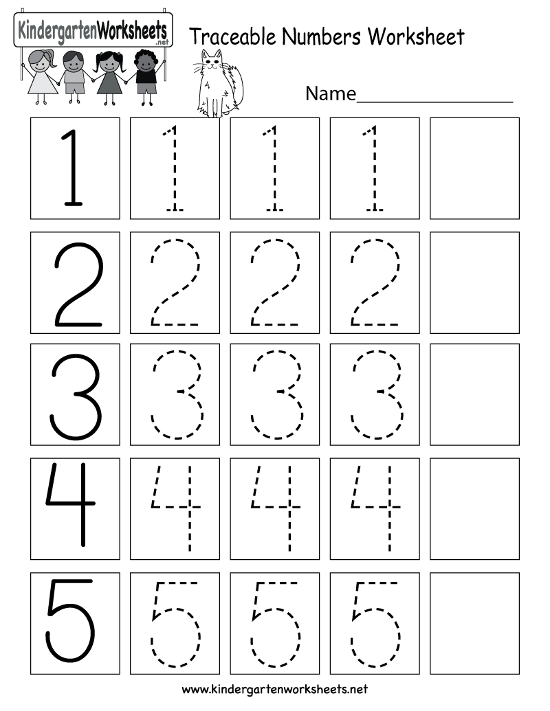 Traceable Numbers Worksheet - Free Kindergarten Math