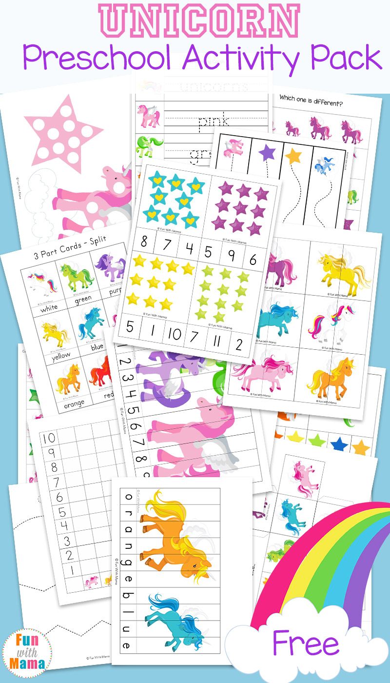 Unicorn Preschool Activity Pack - Fun With Mama